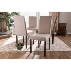 Set Of 4 Andrew Contemporary Espresso Wood Finish Fabric Dining Chairs Beige - Baxton Studio 9 Set Of 4 Andrew Contemporary Espresso Wood Finish Fabric Dining Chairs Beige - Baxton Studio -Dine Furniture GUEST 9b6028db 0ea8 4532 929c 88f250ae16a5