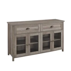 Millia Transitional Farmhouse 4 Door Sideboard With Glass Panels - Saracina Home -Dine Furniture GUEST 9b6ac529 c417 4296 99e5 b07ffb399067