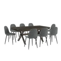 9pc Hayden Extendable Dining Set With Weston Chairs Distressed Gray/Slate - Crosley -Dine Furniture GUEST 9b888b76 47b2 41a4 8eed a6f10ee065f3