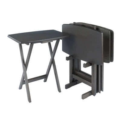 5pc Set Dorian Snack Tables Oyster Gray - Winsome 3 5pc Set Dorian Snack Tables Oyster Gray - Winsome