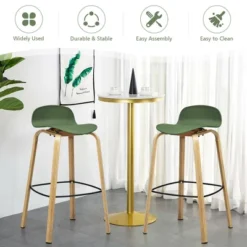 Costway Modern Set Of 4 Barstools 30inch Pub Chairs W/Low Back & Metal Legs Green 17 Costway Modern Set Of 4 Barstools 30inch Pub Chairs W/Low Back & Metal Legs Green -Dine Furniture GUEST 9c87e416 7250 4195 b57a 1b76c0110a5a