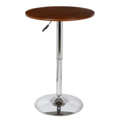 Bentley Adjustable Bar Height Pub Table Walnut With Chrome Finish - Armen Living