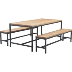 Dobson Natural Wood And Black Metal Dining Table Natural - Finch -Dine Furniture GUEST 9cfe62e3 f476 44a4 bac0 4be0b6306acc