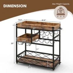 Costway 3-Tier Mobile Bar Serving Cart Liquor Storage Trolley With Removable Tray Wine Rack 13 Costway 3-Tier Mobile Bar Serving Cart Liquor Storage Trolley With Removable Tray Wine Rack -Dine Furniture GUEST 9d8391bc f087 4649 bddd 1f3a5c3c1676