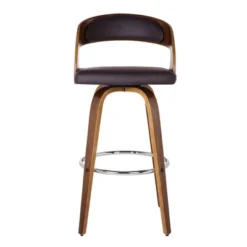 30" Shelly Faux Leather Wood Swivel Barstool Brown - Armen Living -Dine Furniture GUEST 9e20d5a0 6e55 438b 8ce1 370a56060571