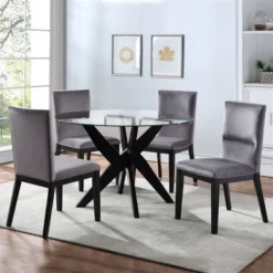 Amalie Round Dining Table Black - Steve Silver Co. -Dine Furniture GUEST a04846d8 f1f4 4d53 b88c 3c290ed322fa