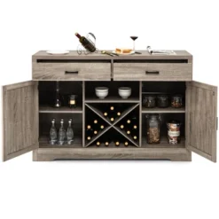 Costway Kitchen Storage Buffet Cabinet Farmhouse Wooden Sideboard W/2 Drawer & Wine Rack 16 Costway Kitchen Storage Buffet Cabinet Farmhouse Wooden Sideboard W/2 Drawer & Wine Rack -Dine Furniture GUEST a245983b 8696 4921 82f0 3acc643a0216