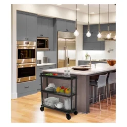 Cart System With Wheels 3 Tier Black - Atlantic -Dine Furniture GUEST a2db078a 17c1 4f0e b9a2 1d525732efb9