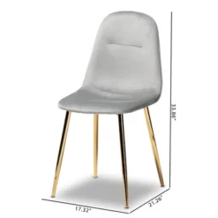 Set Of 4 Elyse Velvet Upholstered Metal Dining Chairs - Baxton Studio -Dine Furniture GUEST a356ee8e 4982 4669 9a3d b25dc0267772