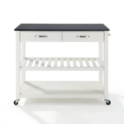 Granite Top Kitchen Prep Cart White/Black - Crosley -Dine Furniture GUEST a3a7c799 a2a2 46b8 9f00 9faf0c6fcc6a