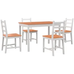 HOMCOM 5 Piece Dining Room Table Set, Wooden Kitchen Table And Chairs For Dinette, Breakfast Nook -Dine Furniture GUEST a4779ee1 53a1 42e4 a262 1780c5e0a1e2