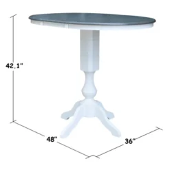 36" Kent Round Top Bar Height Pedestal Dining Table With 12" Leaf White/Heather Gray - International Concepts -Dine Furniture GUEST a478d54b e5f1 4a0a bf05 e432ee240c8d