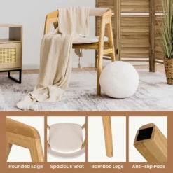 Costway Leisure Bamboo Chair Dining Chair W/ Curved Back & Anti-slip Foot Pads -Dine Furniture GUEST a48f1535 588c 42f9 b5b6 b9ca8416d844