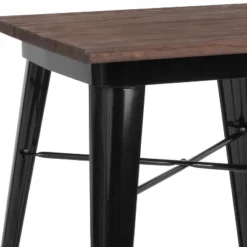 Merrick Lane 23.5 Steel Indoor Contemporary Table With Square Rustic Wood Top -Dine Furniture GUEST a525ecc3 0e77 4962 b95b 893bd2607690