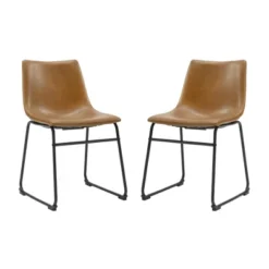 Set Of 2 Laslo Modern Upholstered Faux Leather Dining Chairs - Saracina Home -Dine Furniture GUEST a575f745 32e2 4880 af78 c97be1dbada8
