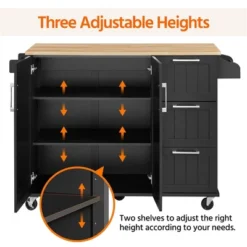 Yaheetech Rolling Kitchen Cart Kitchen Island With Storage Cabinet -Dine Furniture GUEST a6b3f342 0b49 4640 a9b5 d6ca924707a4