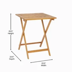 Emma And Oliver Portable Natural Solid Acacia Wood Folding Patio Side Table For Indoor And Outdoor Use -Dine Furniture GUEST a7b46a31 db86 4300 8573 5936535cd9e8
