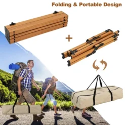 Costway Folding Aluminum Camping Table With Carry Bag Roll-Up Picnic Table With Wood Grain -Dine Furniture GUEST a8615b2e dcc7 4f0a 84fd a0dc098bbbbb