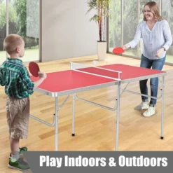 60'' Portable Table Tennis Ping Pong Folding Table W/Accessories Indoor Game -Dine Furniture GUEST aa75d807 be79 40f4 b5ab 00fd6664d93f
