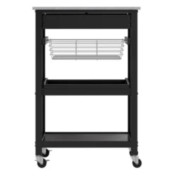 Julia Granite Top Kitchen Cart Wood/Black - Winsome -Dine Furniture GUEST ab2db891 7ff7 4eac 88ff 2e577bc585ae