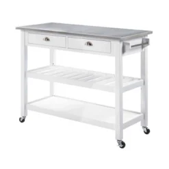 American Heritage 3 Tier Stainless Steel Kitchen Cart With Drawers - Breighton Home -Dine Furniture GUEST abe83c81 a94e 4123 80d7 aa8072d946a7