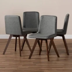 Set Of 4 Pernille Fabric Upholstered Walnut Finished Dining Chairs Gray/Walnut - Baxton Studio -Dine Furniture GUEST ac5562a7 2271 47e2 ab28 b8c3ae7aaf7f