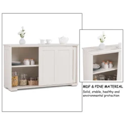 Costway Kitchen Storage Cabinet Sideboard Buffet Cupboard Wood Sliding Door Pantry White -Dine Furniture GUEST ad6f126d d1e7 45b9 babd b8f9cc78c84d