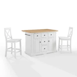 Julia Wood Top Island With 2 X-Back Stools - Crosley -Dine Furniture GUEST adcab28c dbeb 453f a6ee 07674bd6a81c