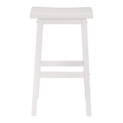 PJ Wood Classic Saddle Seat 29'' Kitchen Bar Counter Stool With Backless Seat & 4 Square Legs, For Homes, Dining Spaces, And Bars, White (6 Pack) 4 PJ Wood Classic Saddle Seat 29'' Kitchen Bar Counter Stool With Backless Seat & 4 Square Legs, For Homes, Dining Spaces, And Bars, White (6 Pack) - Image 2