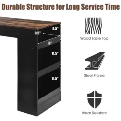 Costway 3 Pieces Bar Table Set Industrial Counter With Storage Black -Dine Furniture GUEST ae908333 c18f 4178 a39b 9d7bde2acf31