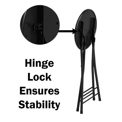 Set Of 4 Counter Height Bar Stools – 24-Inch Backless Folding Chairs With 300lb Capacity For Kitchen, Rec Room, Or Game Room By Trademark Home (Black) 4 Set Of 4 Counter Height Bar Stools – 24-Inch Backless Folding Chairs With 300lb Capacity For Kitchen, Rec Room, Or Game Room By Trademark Home (Black) - Image 2