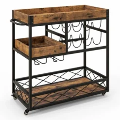 Costway 3-Tier Mobile Bar Serving Cart Liquor Storage Trolley With Removable Tray Wine Rack 19 Costway 3-Tier Mobile Bar Serving Cart Liquor Storage Trolley With Removable Tray Wine Rack -Dine Furniture GUEST af192491 268b 4d09 b9f5 654b2bd0f16d