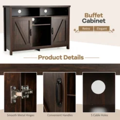 Costway Buffet Storage Cabinet Farmhouse Sideboard W/9-Bottle Wine Rack & 2 Doors 18 Costway Buffet Storage Cabinet Farmhouse Sideboard W/9-Bottle Wine Rack & 2 Doors -Dine Furniture GUEST af7894d4 2961 4c69 91e8 e5047da268b7
