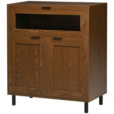 HOMCOM Industrial Buffet Cabinet, Kitchen Sideboard With Metal Grid Flip Drawer, 2-Tier Cabinet, Adjustable Shelf For Living Room, Dining Room, Walnut 5 HOMCOM Industrial Buffet Cabinet, Kitchen Sideboard With Metal Grid Flip Drawer, 2-Tier Cabinet, Adjustable Shelf For Living Room, Dining Room, Walnut - Image 3