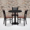 Flash Furniture 30'' Round Black Laminate Table Set With 3 Grid Back Metal Chairs - Cherry Wood Seat -Dine Furniture GUEST b1b15f4d 4c5c 4cb5 9e25 e310ee8c77b7