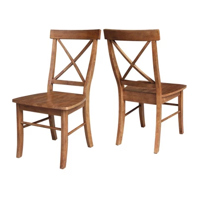 Set Of 2 X Back Chairs With Solid Wood Seat Distressed Oak - International Concepts 9 Set Of 2 X Back Chairs With Solid Wood Seat Distressed Oak - International Concepts - Image 7