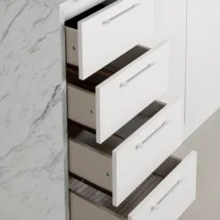 Myro Kitchen Island Faux White Marble/White - South Shore -Dine Furniture GUEST b3369a44 cd7e 4921 bb21 37e4011608c8