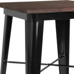 Merrick Lane Modern 23.5" Square Metal Table With Rustic Wood Top For Indoor Use -Dine Furniture GUEST b36828a2 4178 4893 a667 eb225eb49656