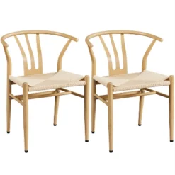 Yaheetech Set Of 2 Weave Arm Chairs Dining Chair -Dine Furniture GUEST b37bb9a3 0eab 4ea6 b801 92368c1b116e