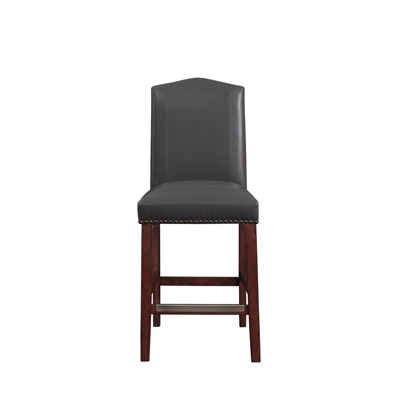 Carteret Gray Leather Counter Stool In Espresso - Comfort Pointe 11 Carteret Gray Leather Counter Stool In Espresso - Comfort Pointe - Image 9