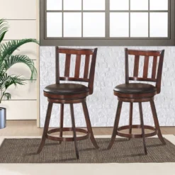 Costway Set Of 2 25'' Swivel Bar Stool Leather Padded Dining Kitchen Pub Bistro Chair High Back 13 Costway Set Of 2 25'' Swivel Bar Stool Leather Padded Dining Kitchen Pub Bistro Chair High Back -Dine Furniture GUEST b3d770f4 ac21 465b a3b9 da8bc7d83215