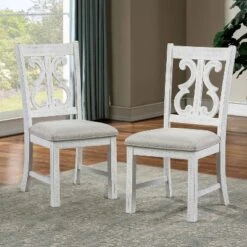 7pc Lexin Rustic Dining Set Distressed White/ Distressed Dark Oak - MiBasics -Dine Furniture GUEST b407018d b674 45ce 921e 8a4cadeb8b13