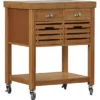 Kenta Bamboo Kitchen Cart With Stainless Steel Top Natural - Boraam