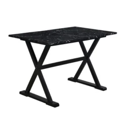 5 PCS Wood Dining Table Set With Faux Marble Tabletop And Upholstered Dining Chairs-ModernLuxe -Dine Furniture GUEST b51cf81f cae7 48b7 ac15 383a2529976c