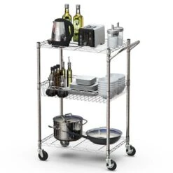 Costway 3-Tier Utility Cart Heavy Duty Wire Rolling Cart W/Handle Bar Storage Trolley 18 Costway 3-Tier Utility Cart Heavy Duty Wire Rolling Cart W/Handle Bar Storage Trolley -Dine Furniture GUEST b5909982 5e4a 4cf6 8b2e c0fa0e7f21c2