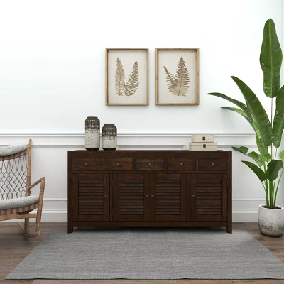 Rustic Wood Buffet Dark Brown - Olivia & May 19 Rustic Wood Buffet Dark Brown - Olivia & May - Image 17