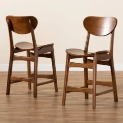 2pc Katya Wood Counter Height Barstool Set Brown - Baxton Studio -Dine Furniture GUEST b5b9b4a6 9a6b 431e 81ee cfbef4aacc62