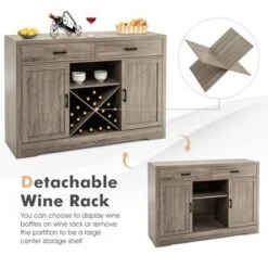 Costway Kitchen Storage Buffet Cabinet Farmhouse Wooden Sideboard W/2 Drawer & Wine Rack 15 Costway Kitchen Storage Buffet Cabinet Farmhouse Wooden Sideboard W/2 Drawer & Wine Rack -Dine Furniture GUEST b5bb9357 4b59 4b31 a1f4 e9f43b742fc1