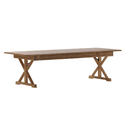 Emma And Oliver 9' X 40" Rectangular Solid Pine Folding Farm Table With Crisscross Legs 4 Emma And Oliver 9' X 40" Rectangular Solid Pine Folding Farm Table With Crisscross Legs - Image 2