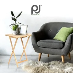 PJ Wood Rectangle Folding Portable TV Snack Serving Tray Table, Solid Wood Construction With Natural Finish, 2 Piece Set 8 PJ Wood Rectangle Folding Portable TV Snack Serving Tray Table, Solid Wood Construction With Natural Finish, 2 Piece Set -Dine Furniture GUEST b7068a91 5270 44f1 8925 ab99c2981d1d